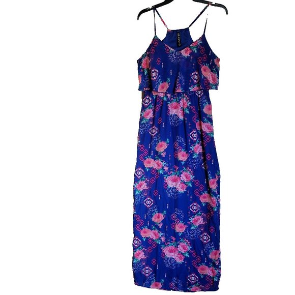 RNB Dresses & Skirts - NWOT RNB Rich and Beautiful Floral Blue Layered Maxi Dress Petite Size Medium